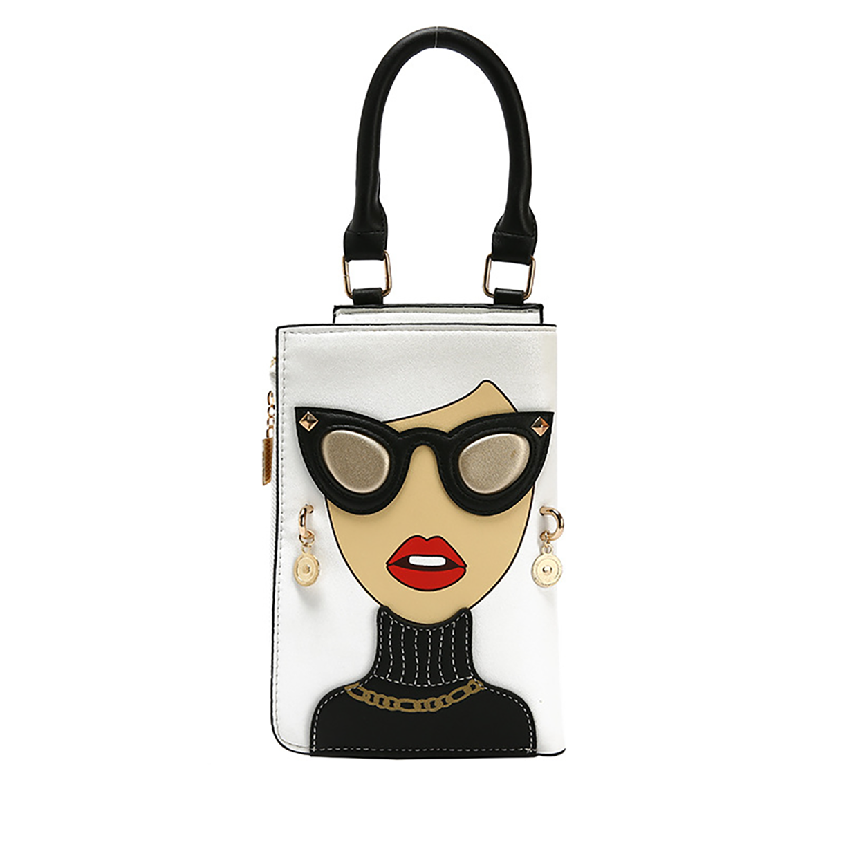 Leather Square Bag Girl with Sunglasses