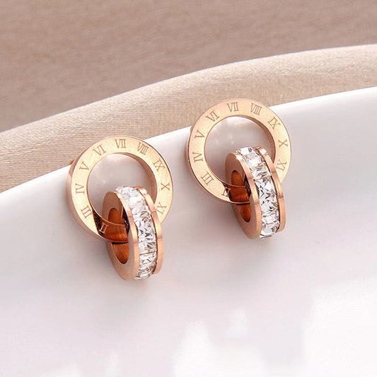 Fashion Letter Stainless Steel Plating Earrings Roman Numerals