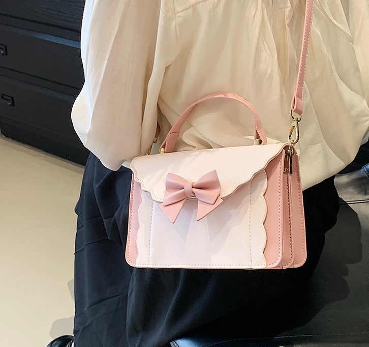 Vintage Pink & White Bow Crossbody Bag