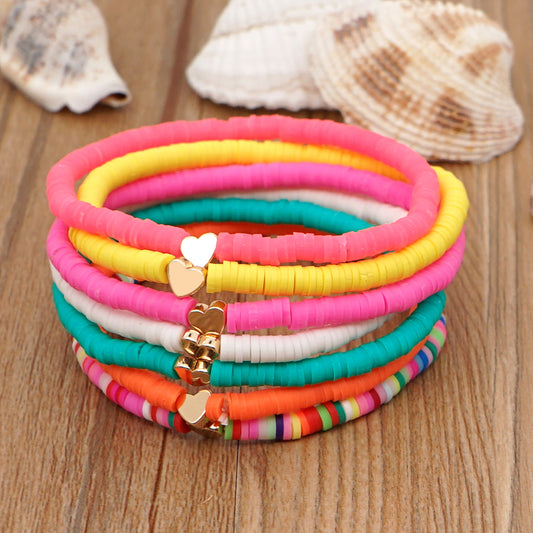 Casual Vacation Heart Shape Soft Clay Bracelets