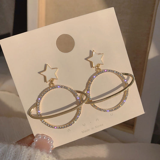 Fashion Rhinestone Planet Earrings Drop Earrings