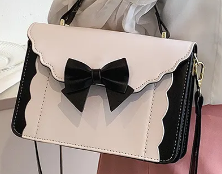 Vintage Black & White Bow Crossbody Bag