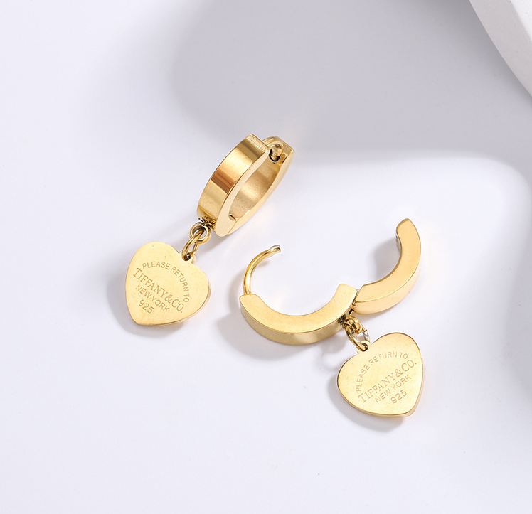 Tiffany Style Heart Shape Stainless Steel Ear Studs